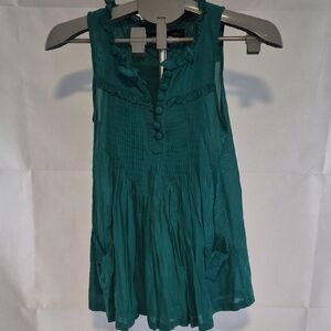 French Connection Teal Ruffle Blouse